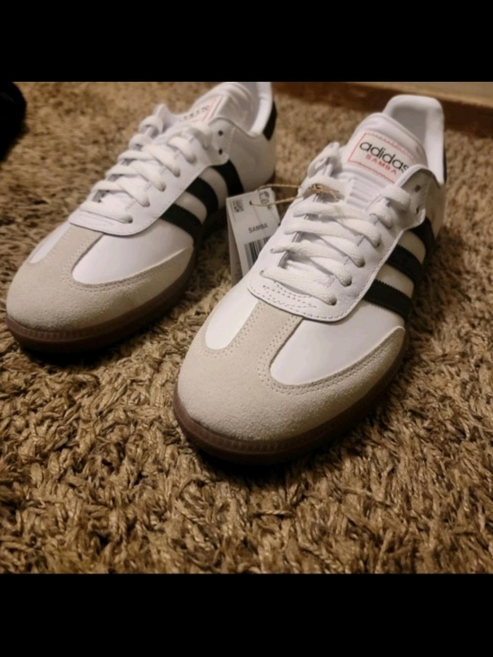 ​Adidas Samba Indoor Sneakers White Black Vivid Red  Size 10